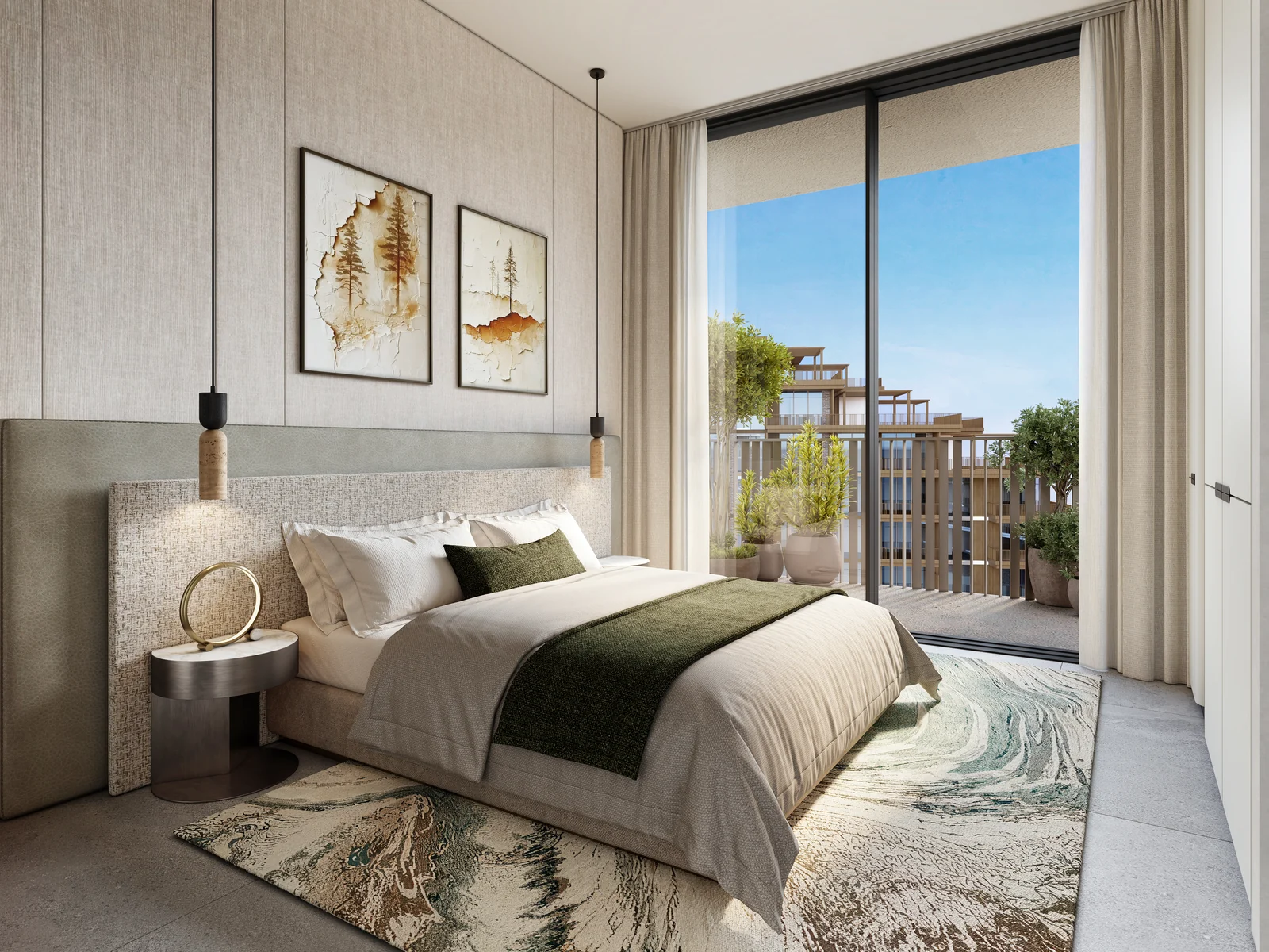 Arancia Yards, Schlafzimmer mit bodentiefen Fenstern