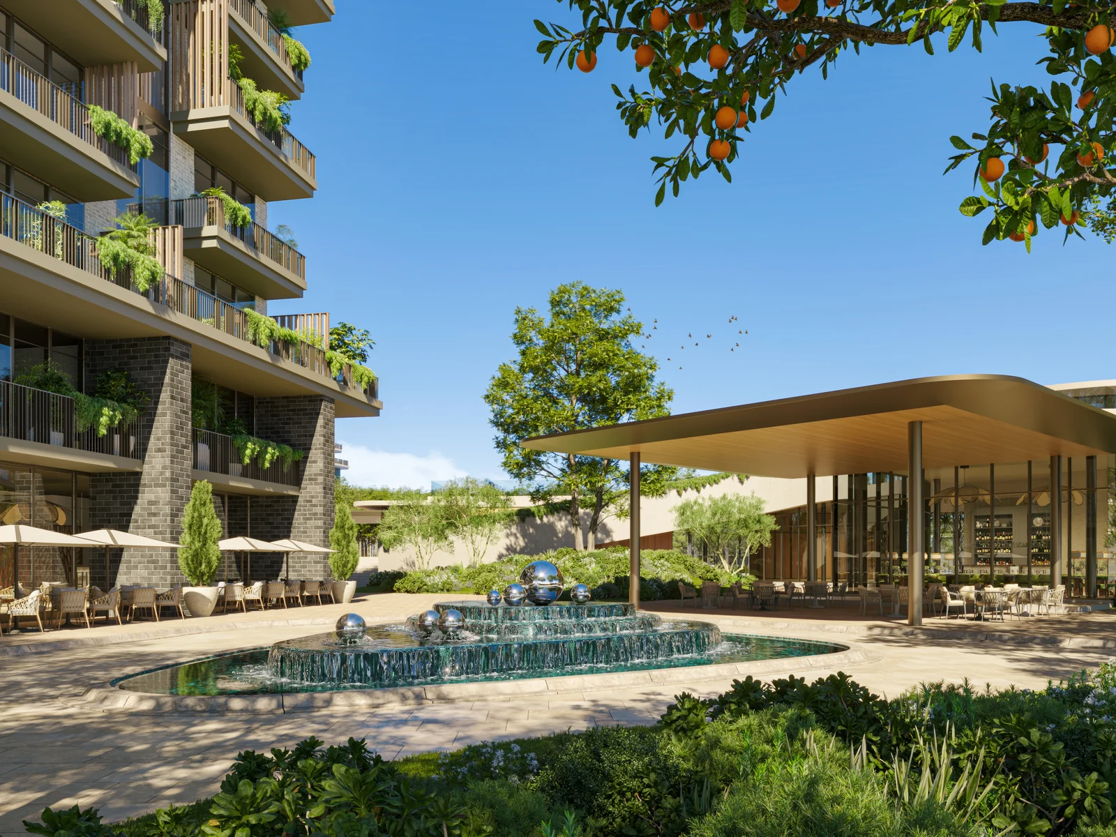 Arancia Yards, Retail- und Café-Promenade am Wasser