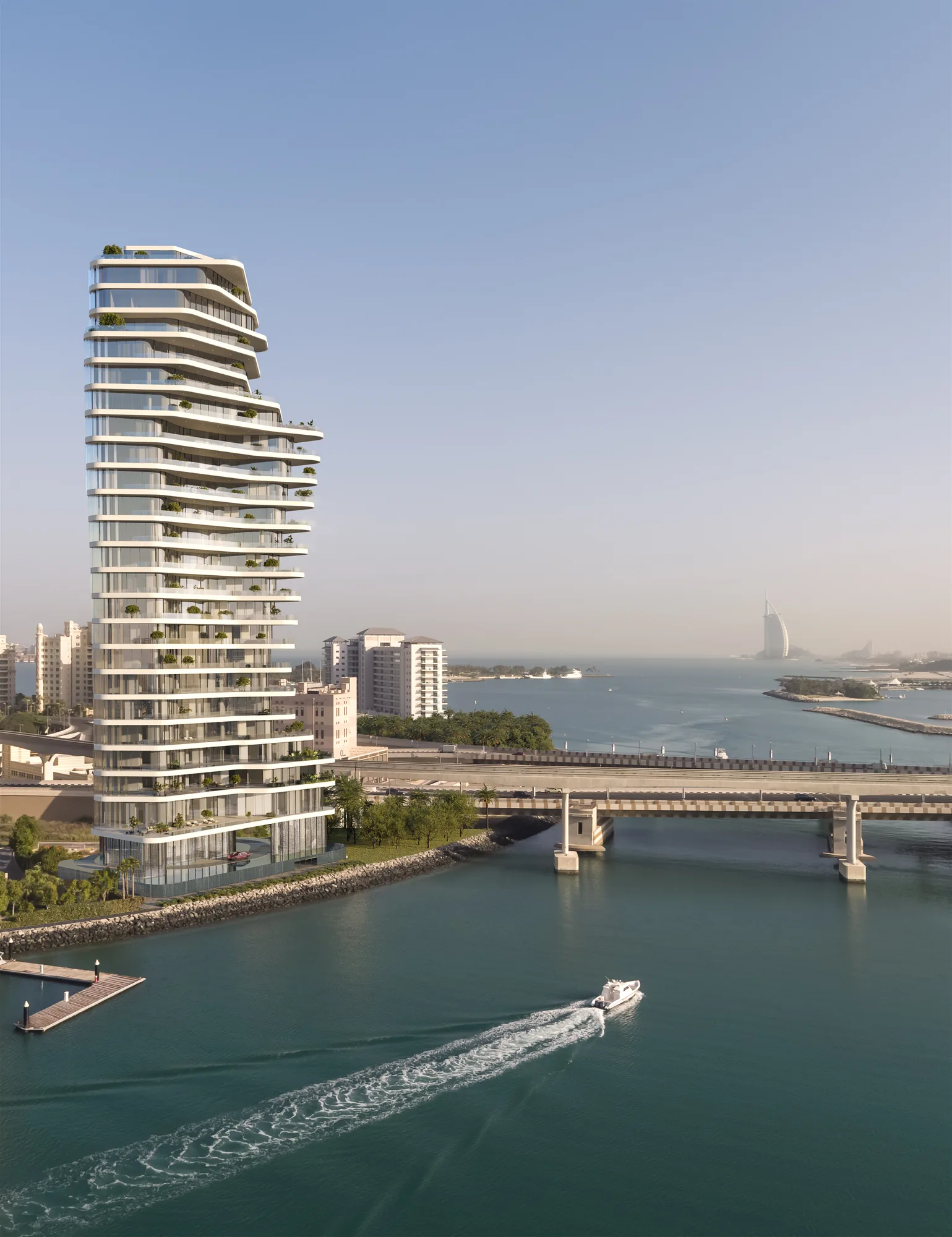 AVA at Palm Jumeirah, Geb&auml;ude am Wasser