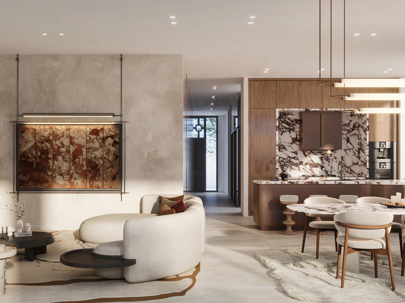 Knightsbridge, Wohnbereich mit natürlichen Materialien