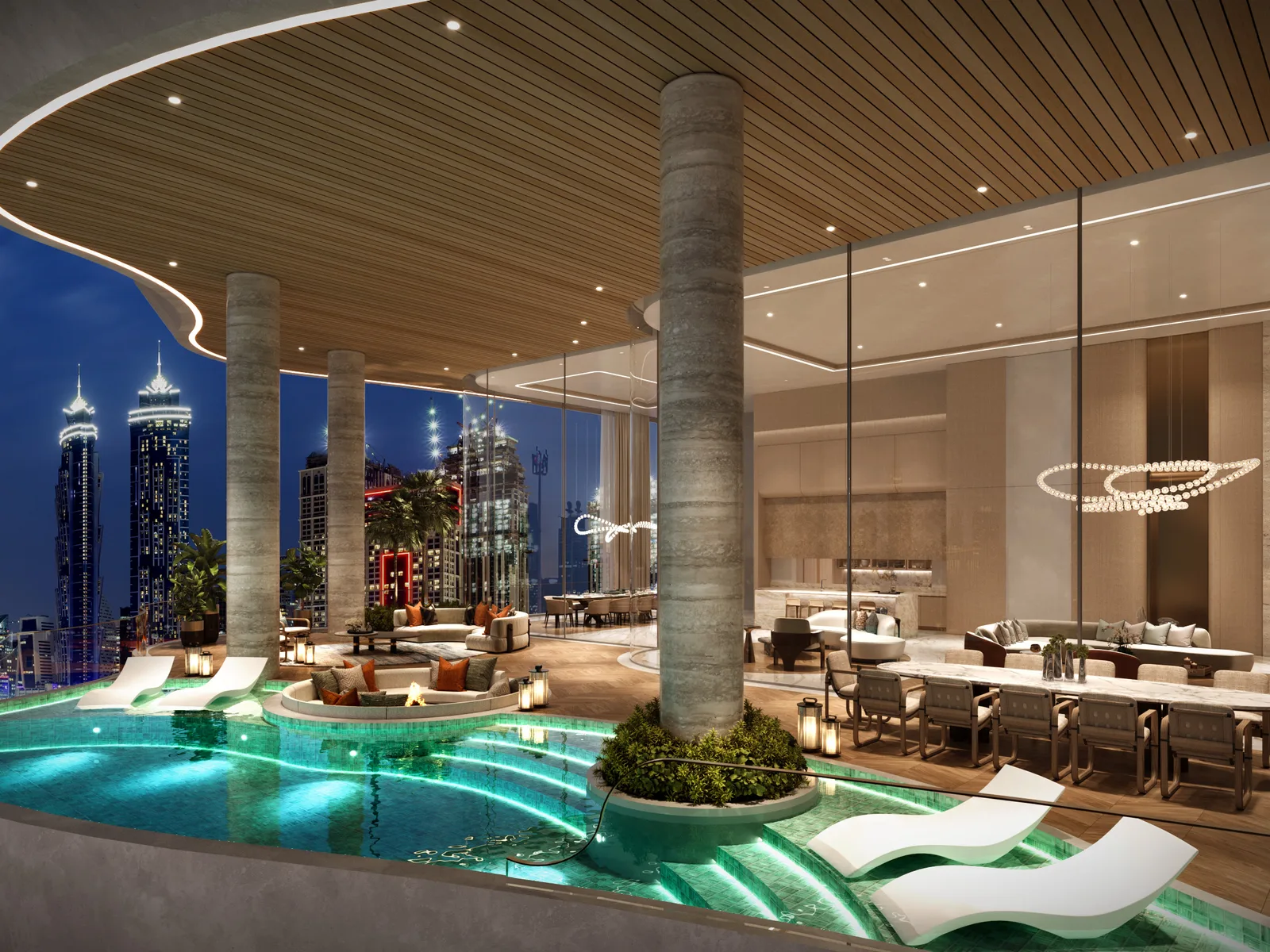 One Canal, Sky-Villa-Terrasse mit privatem Pool und Skyline-Blick
