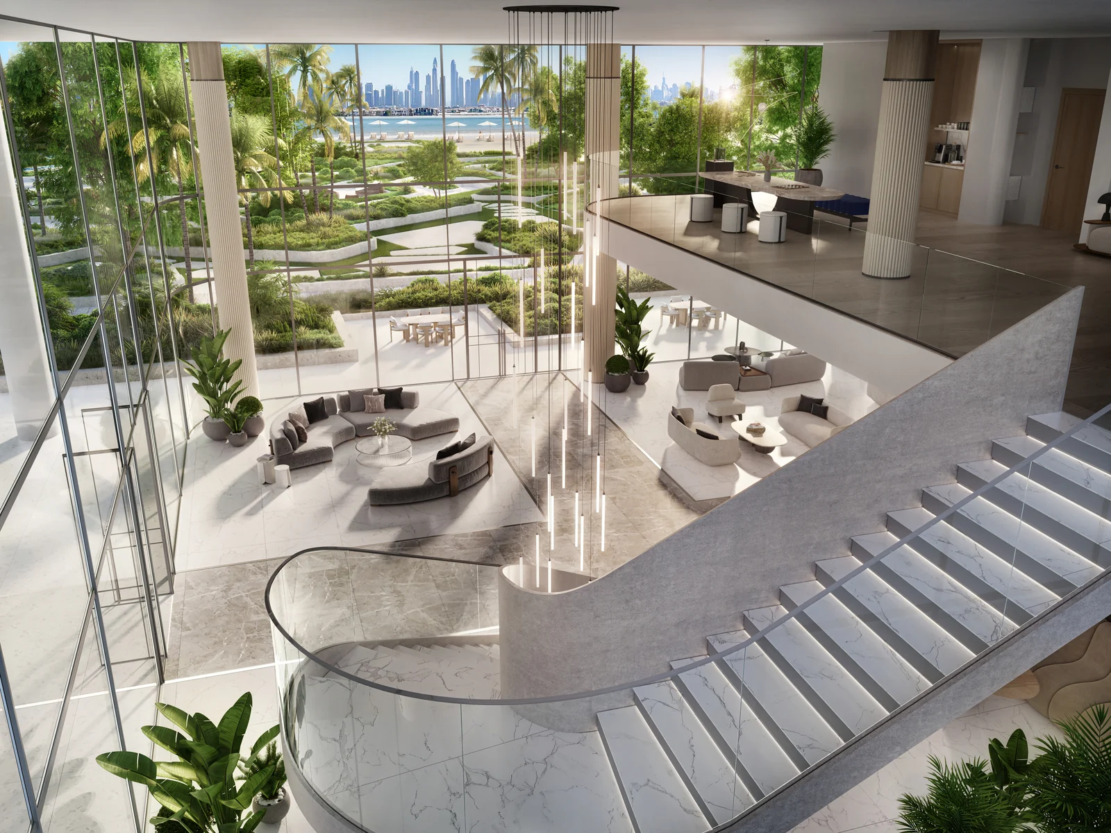 Passo by Beyond, lichtdurchflutete Glass-Box-Lobby mit Gartenblick