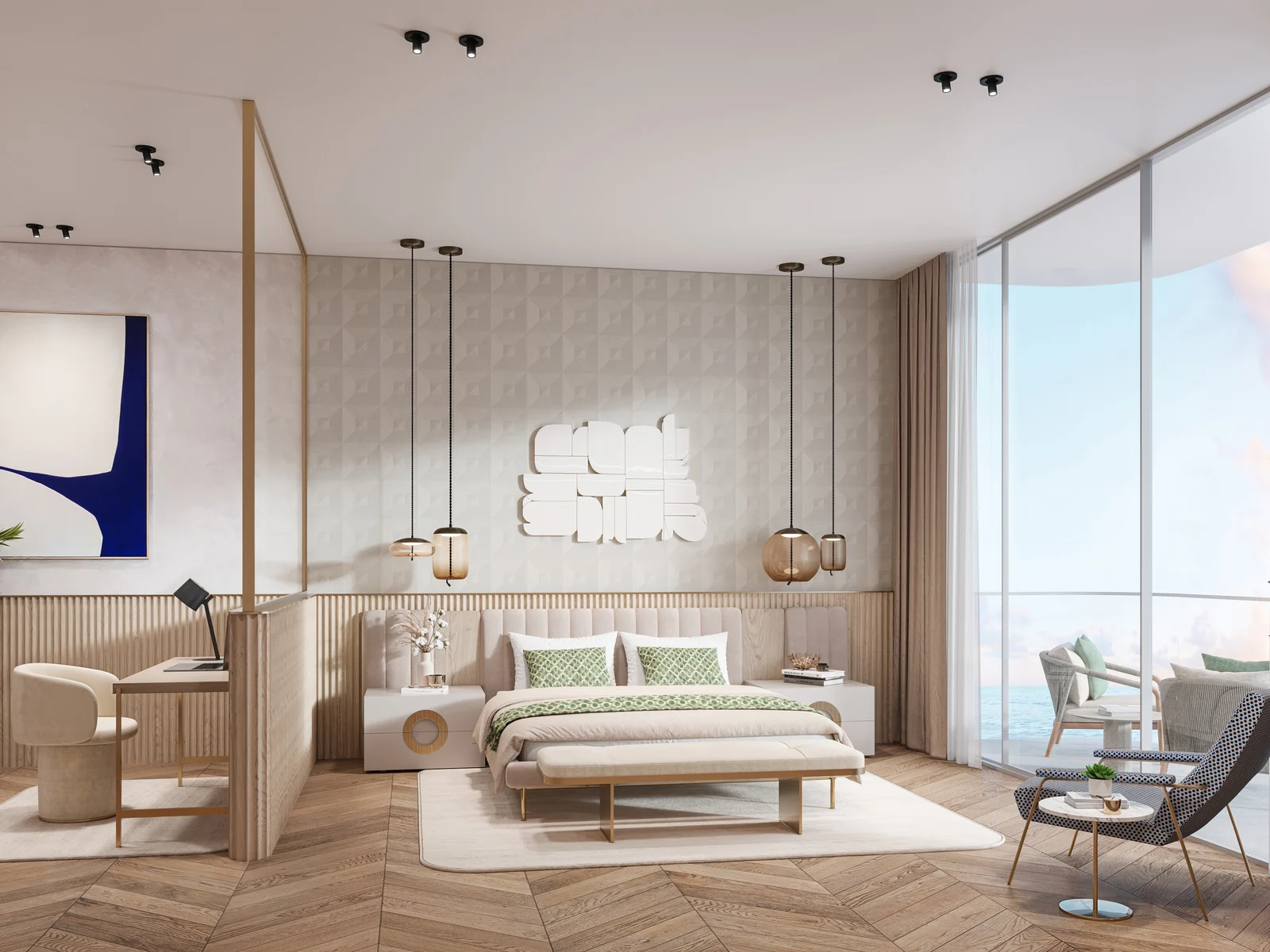 Sensia, Master-Schlafzimmer mit Wasserblick