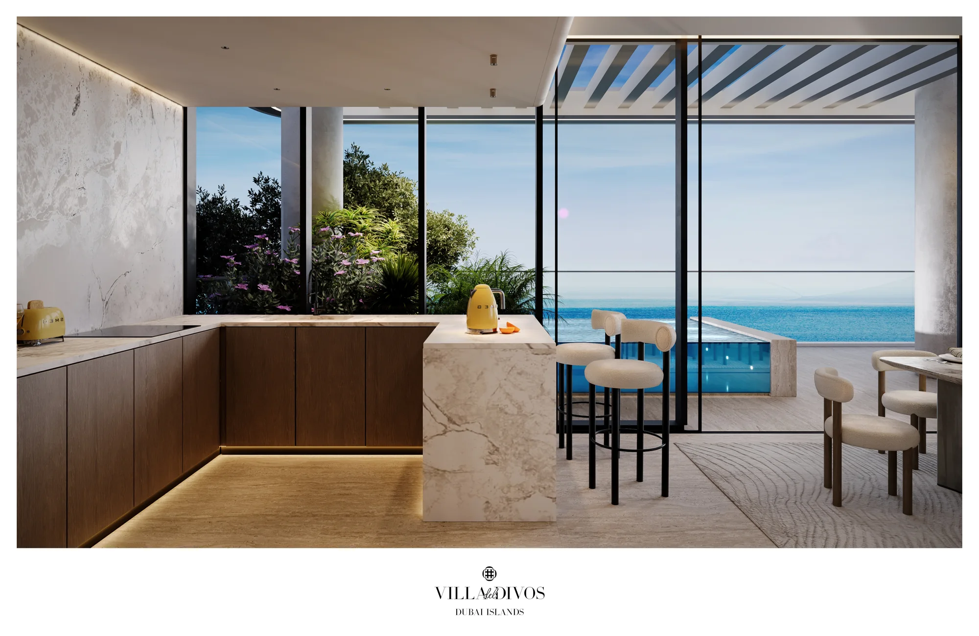 Villa Del Divos, K&uuml;che mit Meerblick